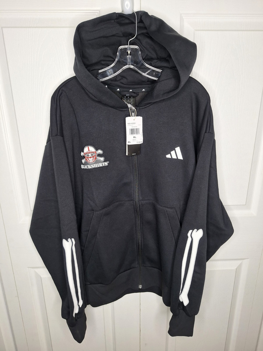 Adidas Nebraska Cornhuskers Blackshirts Helmet Full Zip Hoodie size XL JN3269